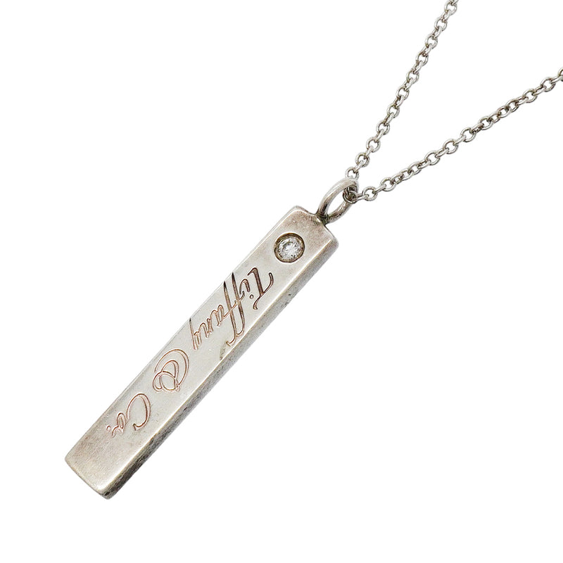 【6jgb0669】ティファニー ネックレス ノーツ/バー 1PD シルバー925 ダイヤモンド【中古】レディース