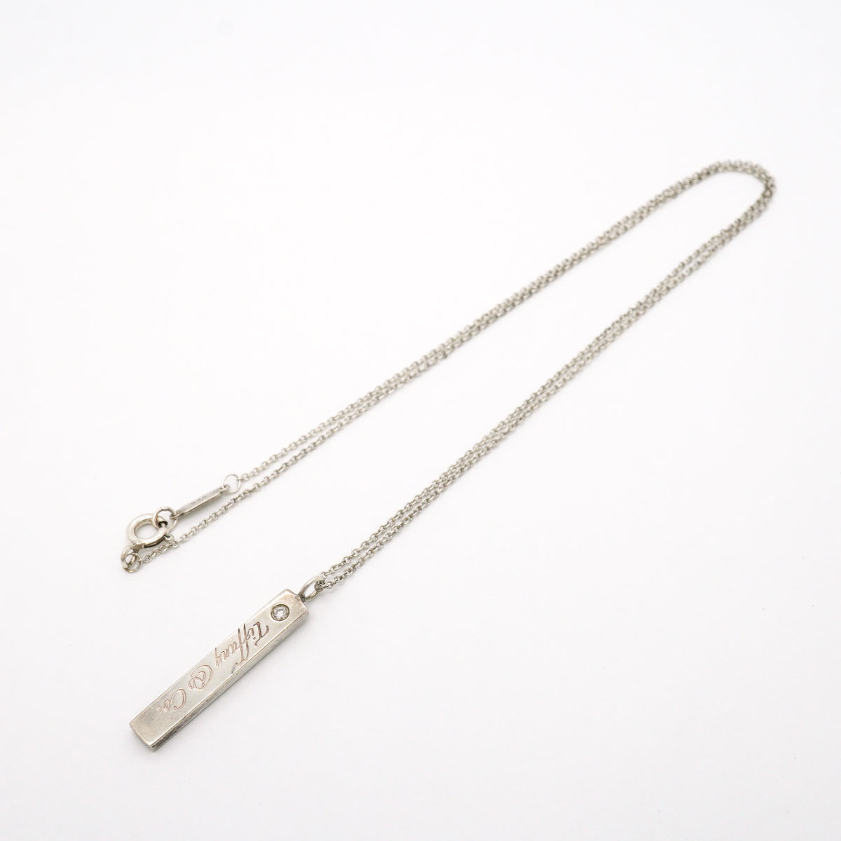 【6jgb0669】ティファニー ネックレス ノーツ/バー 1PD シルバー925 ダイヤモンド【中古】レディース