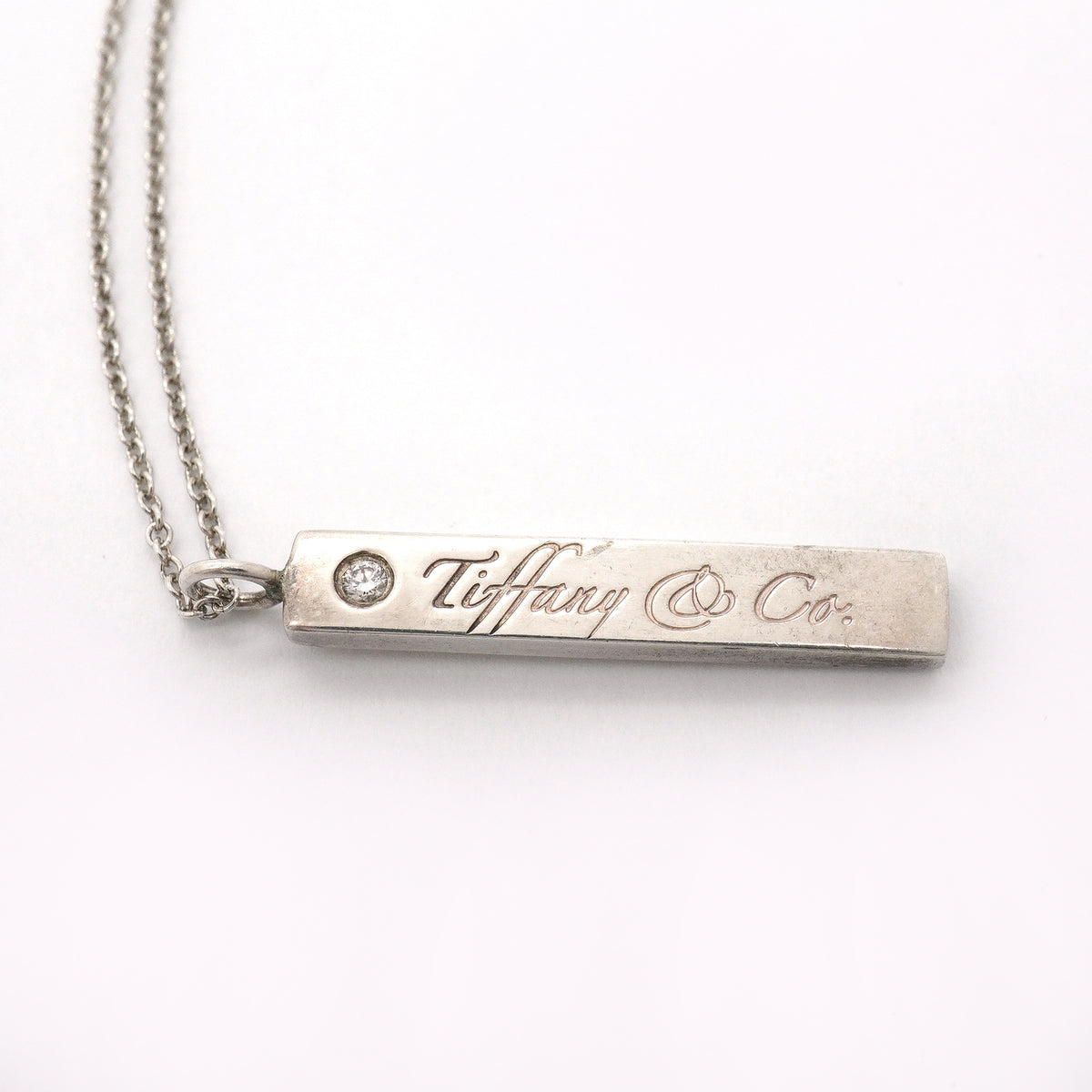 【6jgb0669】ティファニー ネックレス ノーツ/バー 1PD シルバー925 ダイヤモンド【中古】レディース