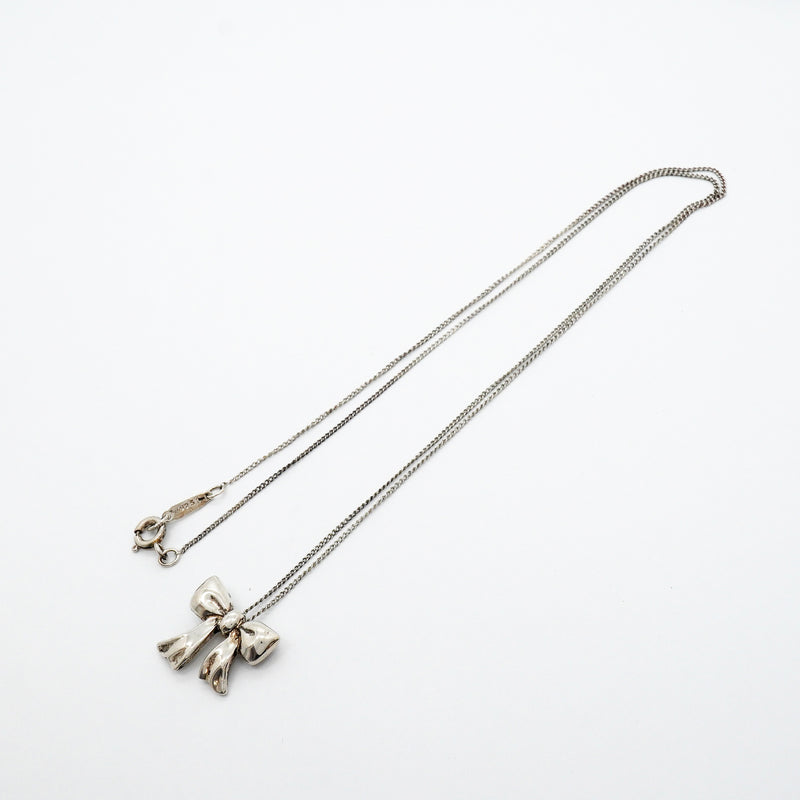 【6jgb0672】ティファニー ネックレス リボン シルバー925【中古】レディース