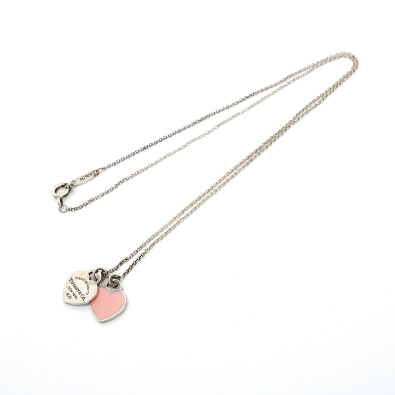 【6jgb0682-k】ティファニー ネックレス ダブルリターントゥハート シルバー925 ピンク【中古】レディース