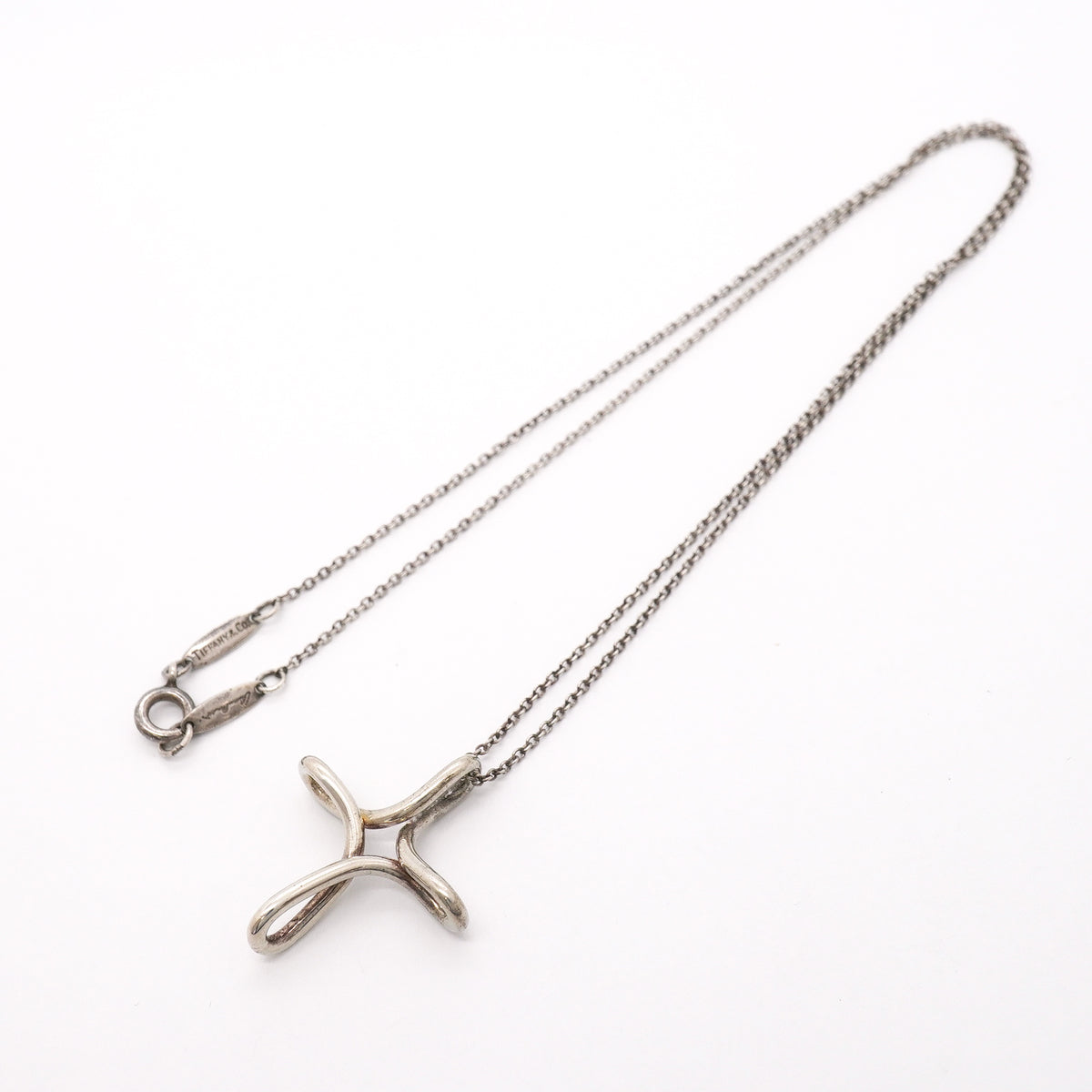 【6jgb0688-k】ティファニー ネックレス オープンクロス シルバー925【中古】レディース