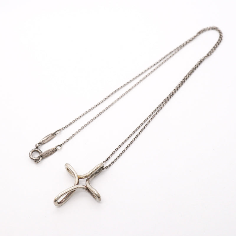 【6jgb0688-k】ティファニー ネックレス オープンクロス シルバー925【中古】レディース