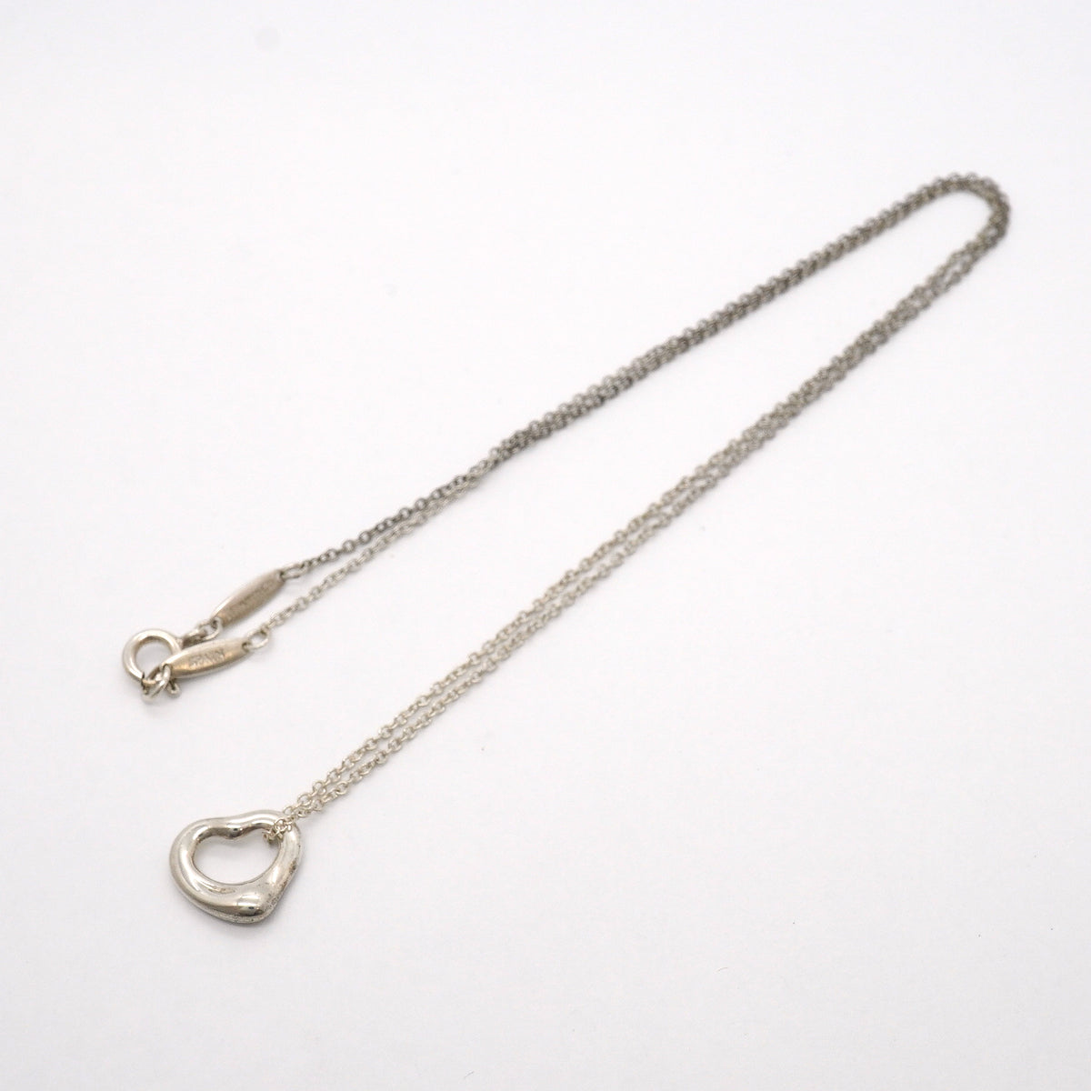 【6jgb0689-k】ティファニー ネックレス オープンハート シルバー925【中古】レディース