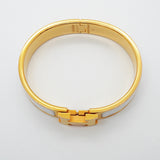 【6jgb0693-k】エルメス バングル クリッククラックPM GPメッキ ゴールド ホワイト【中古】レディース
