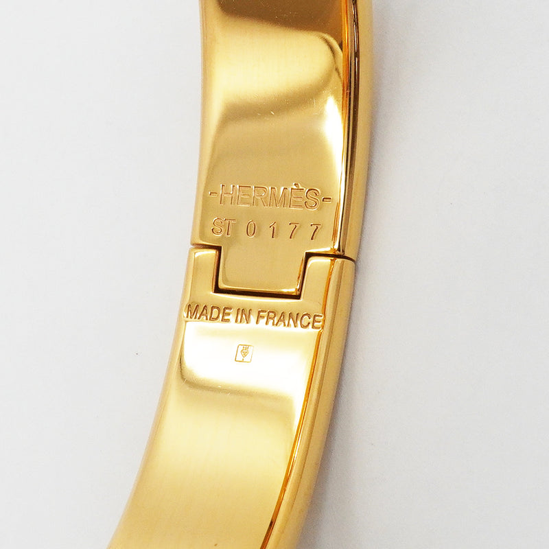 【6jgb0693-k】エルメス バングル クリッククラックPM GPメッキ ゴールド ホワイト【中古】レディース