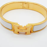 【6jgb0693-k】エルメス バングル クリッククラックPM GPメッキ ゴールド ホワイト【中古】レディース