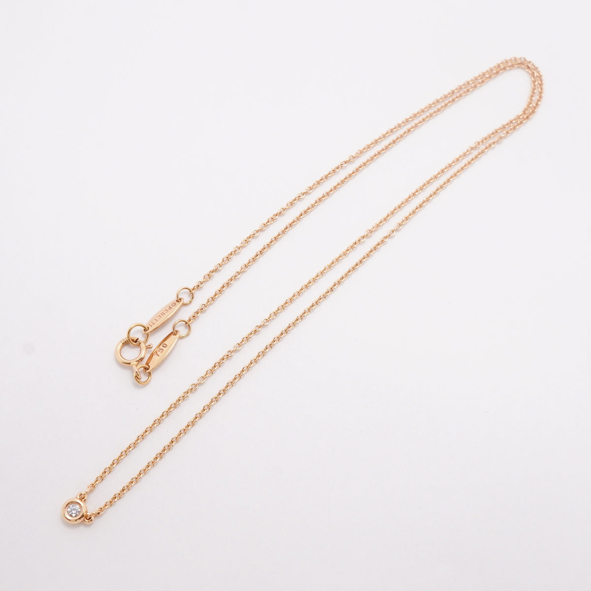 【6jgb0720】ティファニー ネックレス バイザヤード 1PD K18PG ピンクゴールド ダイヤモンド【中古】レディース