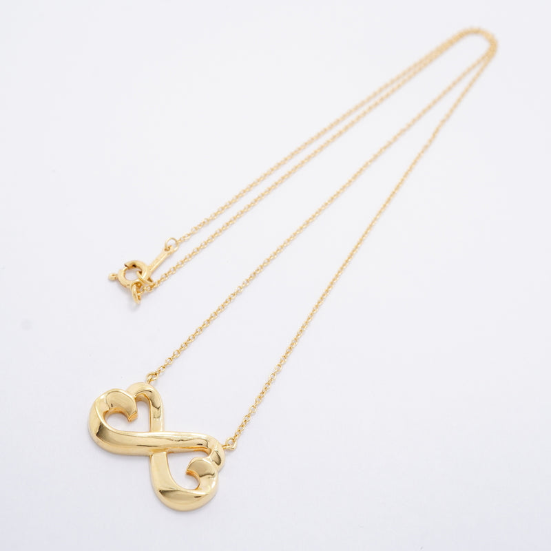 【6jgb0724】ティファニー ネックレス ダブルラビングハート K18YG イエローゴールド【中古】レディース