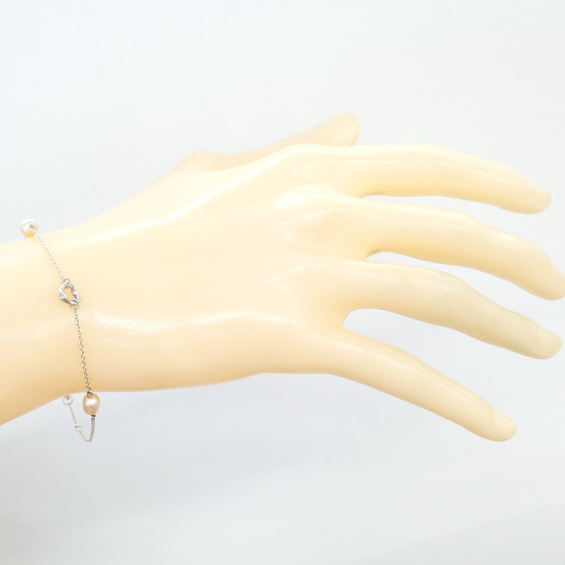 【6jgb0729-k】ティファニー ブレスレット オープンハート パールバイザヤード シルバー925 パール ピンク【中古】レディース