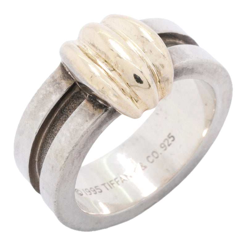 【6jgb0730-k】ティファニー リング グルーブドウィズ K18YG イエローゴールド シルバー925 10.5号【中古】レディース