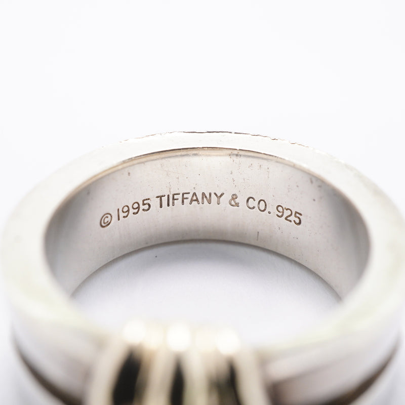 【6jgb0730-k】ティファニー リング グルーブドウィズ K18YG イエローゴールド シルバー925 10.5号【中古】レディース