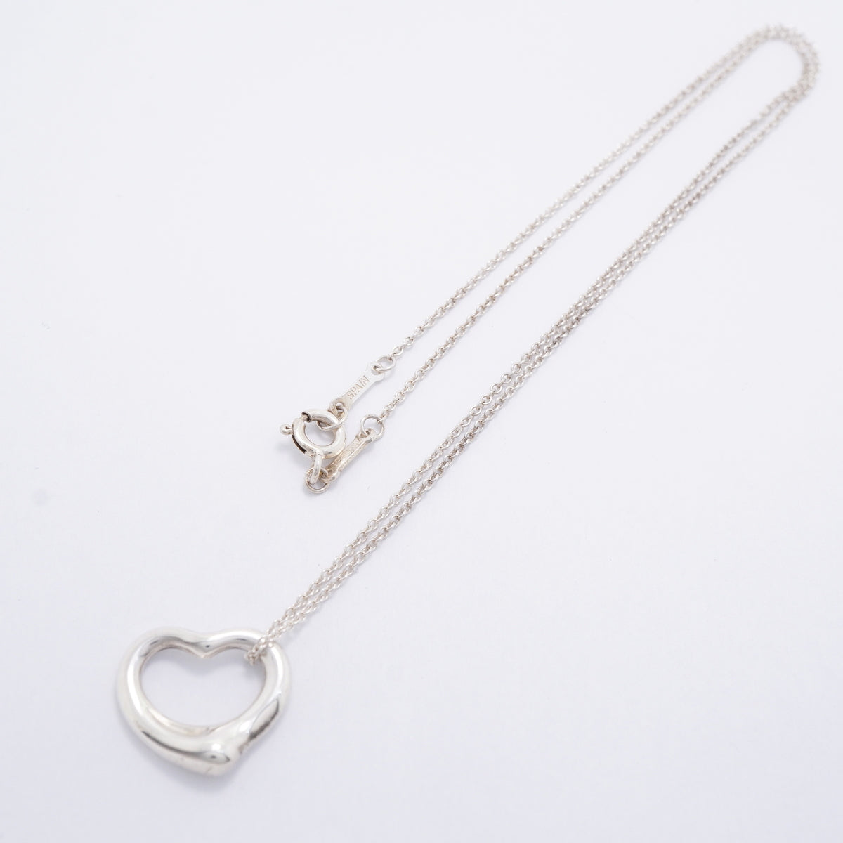 【6jgb0732-k】ティファニー ネックレス オープンハート シルバー925【中古】レディース