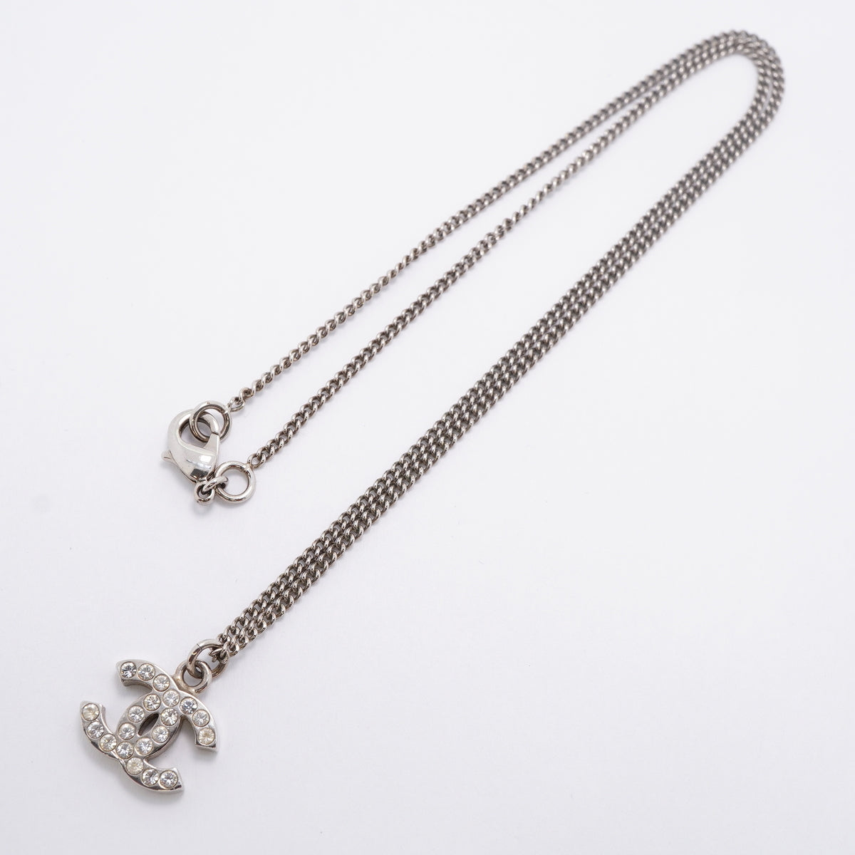 【6jgb0738-k】シャネル ネックレス ココマーク メタル ラインストーン シルバー【中古】レディース