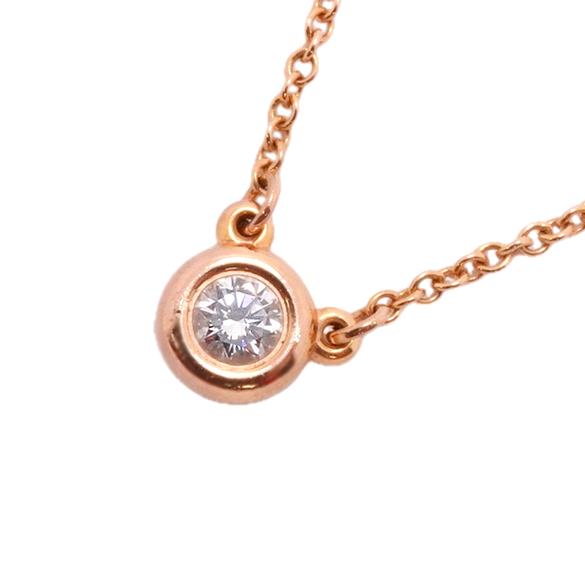 【6jgb0751】ティファニー ネックレス バイザヤード 1PD K18PG ピンクゴールド ダイヤモンド 0.10ct【中古】レディース