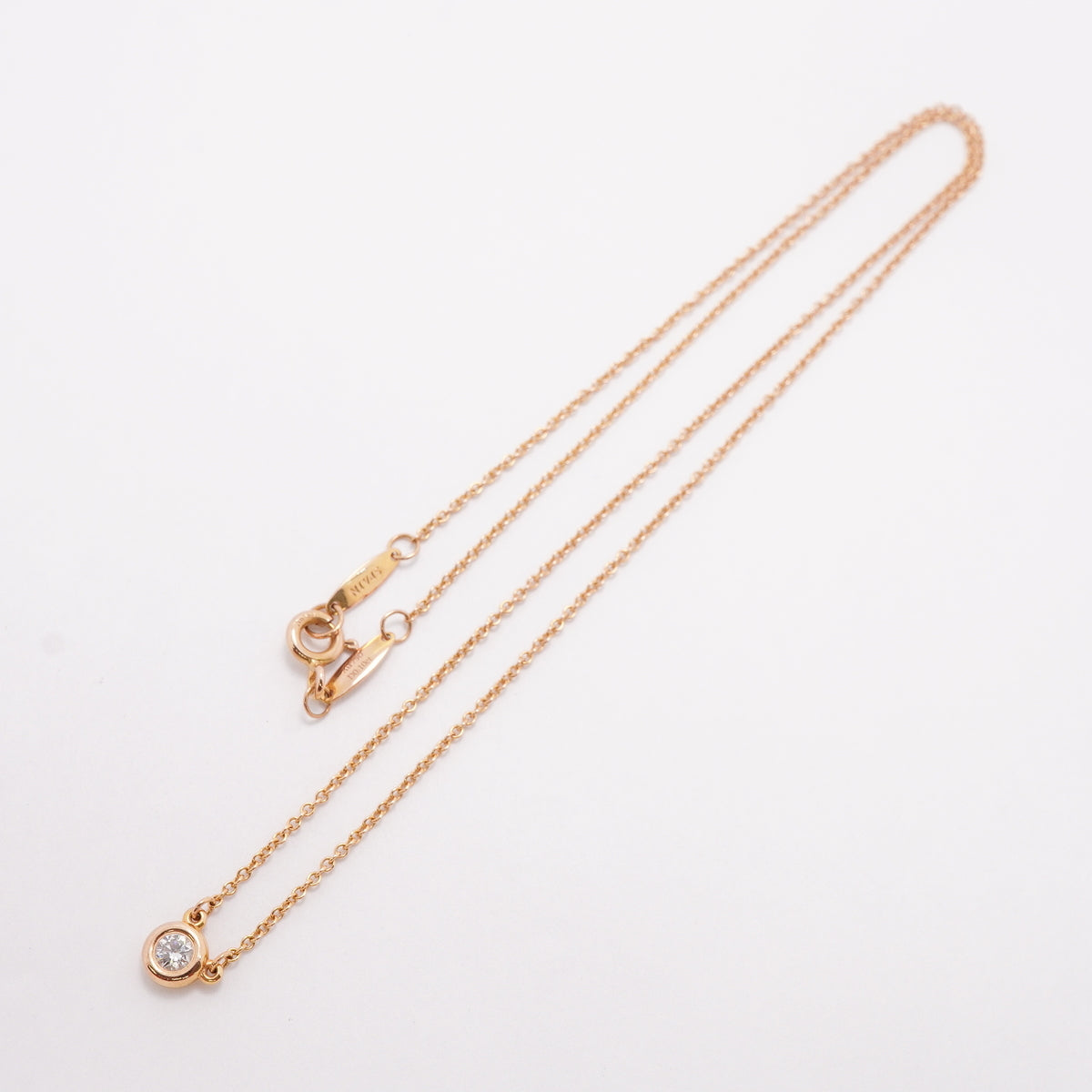 【6jgb0751】ティファニー ネックレス バイザヤード 1PD K18PG ピンクゴールド ダイヤモンド 0.10ct【中古】レディース
