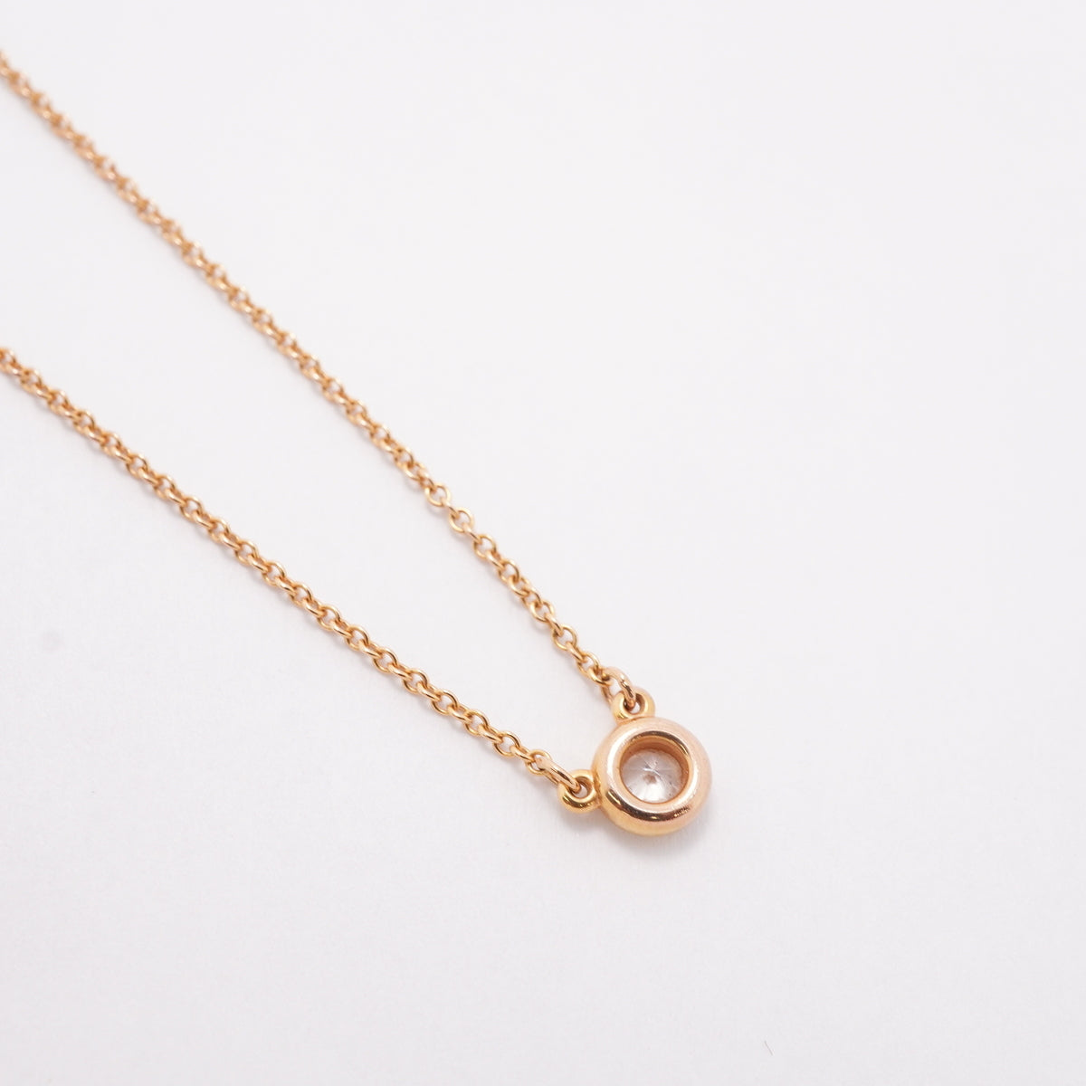 【6jgb0751】ティファニー ネックレス バイザヤード 1PD K18PG ピンクゴールド ダイヤモンド 0.10ct【中古】レディース
