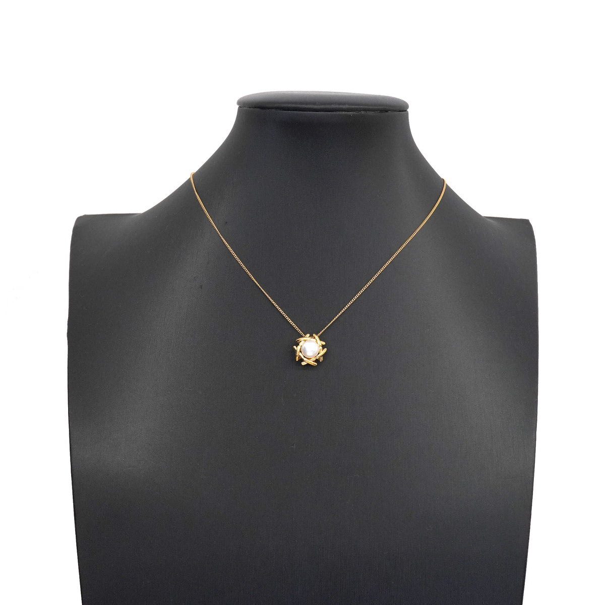 【6jgb0759】ティファニー ネックレス キス アラウンド K18YG イエローゴールド パール【中古】レディース