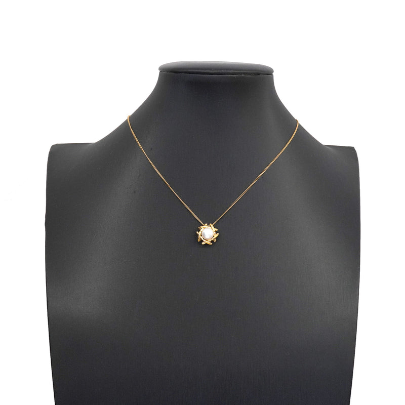 【6jgb0759】ティファニー ネックレス キス アラウンド K18YG イエローゴールド パール【中古】レディース
