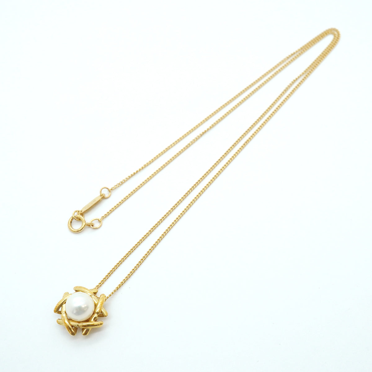 【6jgb0759】ティファニー ネックレス キス アラウンド K18YG イエローゴールド パール【中古】レディース