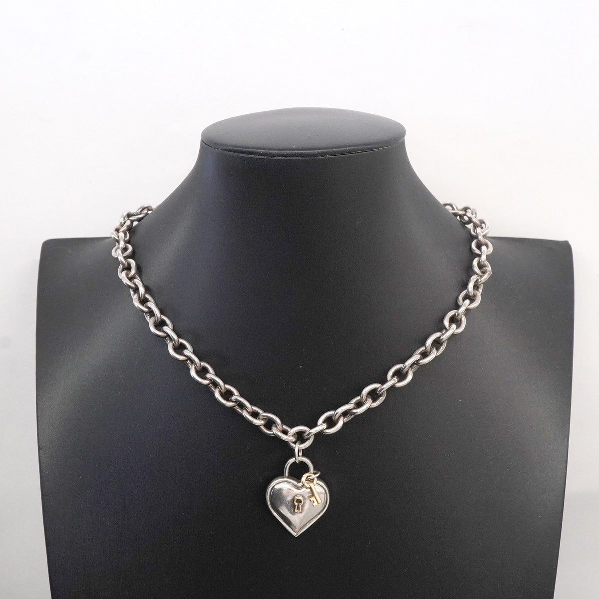 【6jgb0770-k】ティファニー ネックレス ハートロック/キー K18YG イエローゴールド シルバー925【中古】レディース