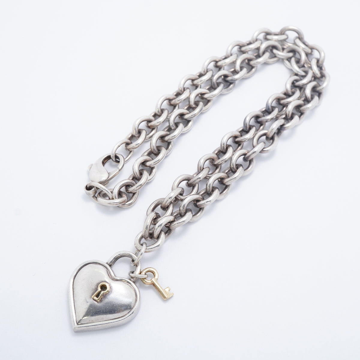 【6jgb0770-k】ティファニー ネックレス ハートロック/キー K18YG イエローゴールド シルバー925【中古】レディース