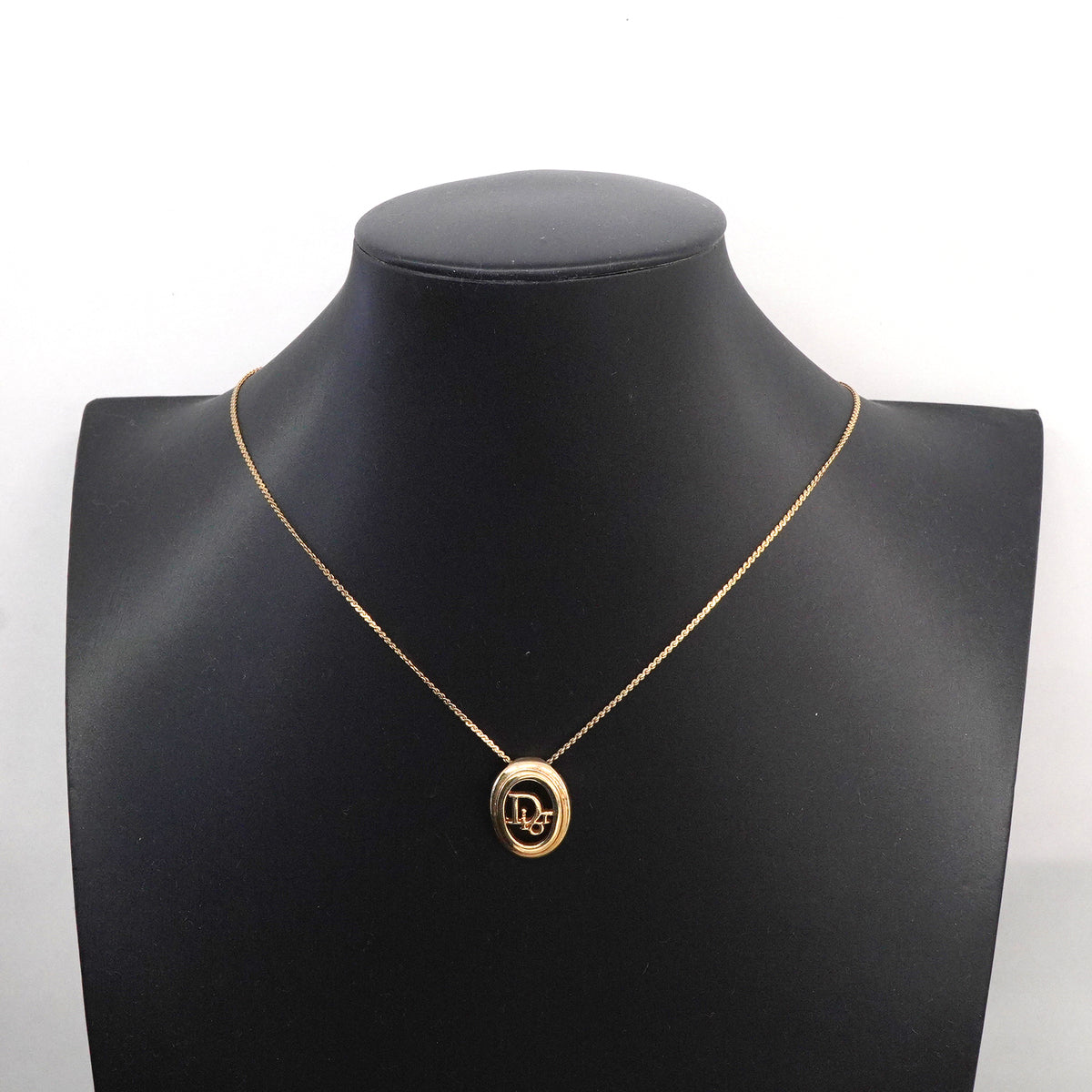 【6jgb0774-k】クリスチャンディオール ネックレス ディオールロゴ GPメッキ ゴールド【中古】レディース
