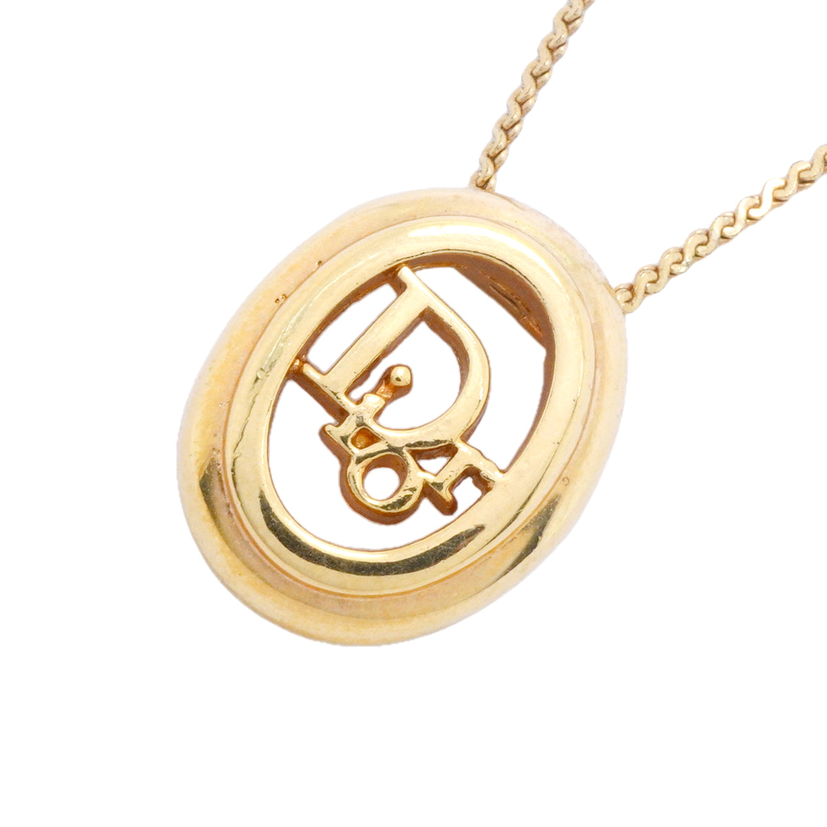 【6jgb0774-k】クリスチャンディオール ネックレス ディオールロゴ GPメッキ ゴールド【中古】レディース