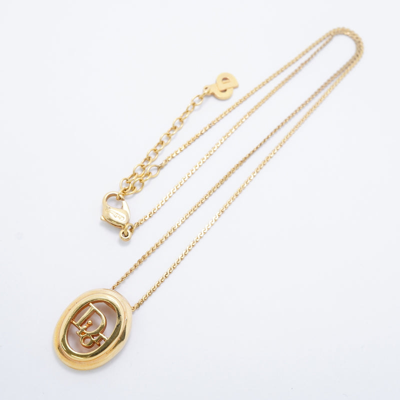 【6jgb0774-k】クリスチャンディオール ネックレス ディオールロゴ GPメッキ ゴールド【中古】レディース