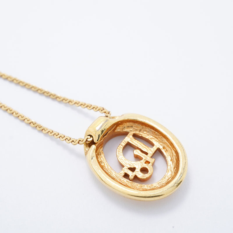 【6jgb0774-k】クリスチャンディオール ネックレス ディオールロゴ GPメッキ ゴールド【中古】レディース