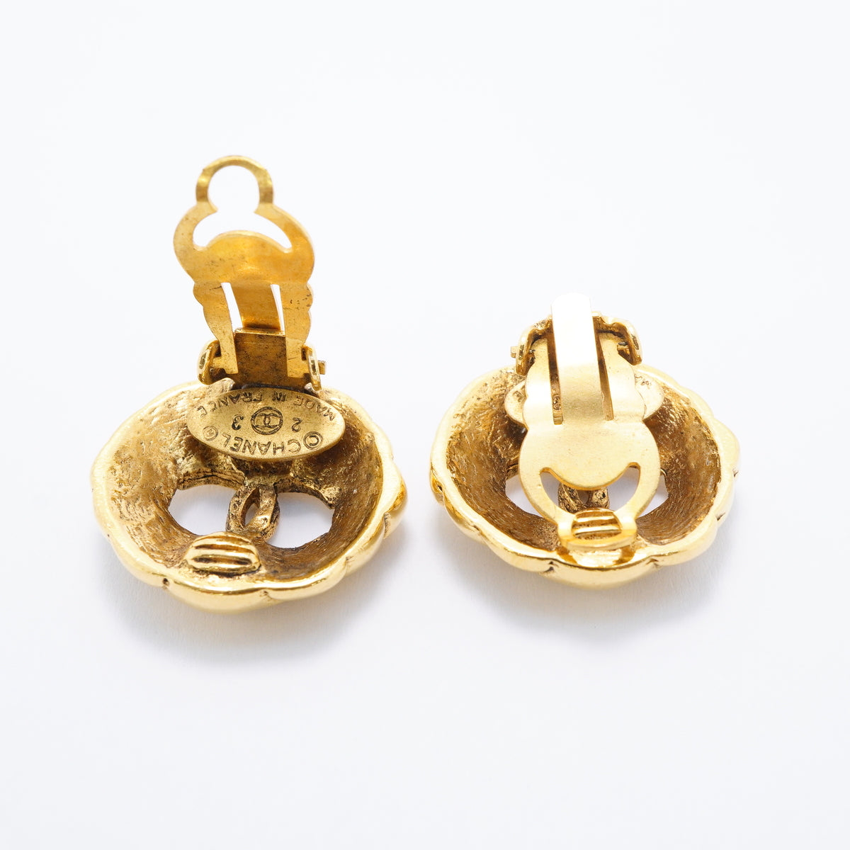 【6jgb0775-k】シャネル イヤリング ヴィンテージ ココマーク 丸型 サークル GPメッキ ゴールド【中古】レディース