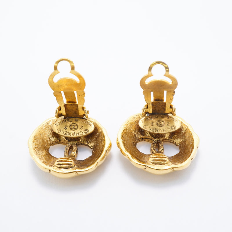 【6jgb0775-k】シャネル イヤリング ヴィンテージ ココマーク 丸型 サークル GPメッキ ゴールド【中古】レディース