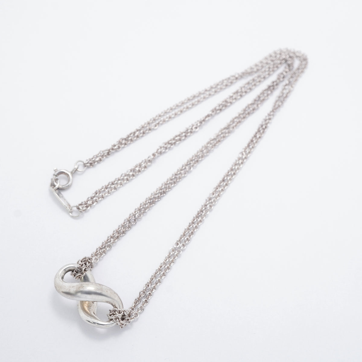 【6jgb0777-k】ティファニー ネックレス インフィニティ ダブルチェーン シルバー925【中古】レディース