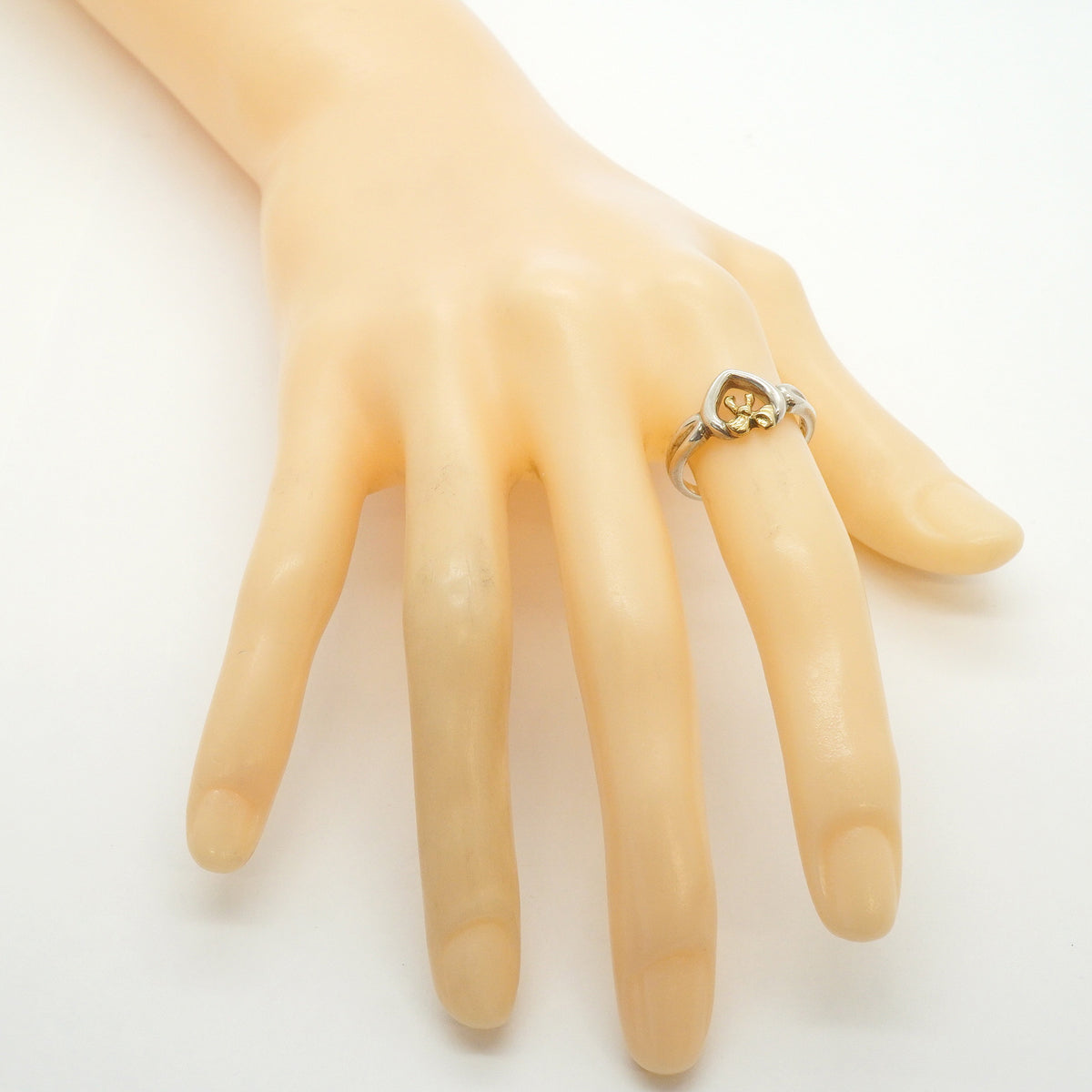 【6jgb0784】ティファニー リング ハートリボン K18YG イエローゴールド シルバー925 14.5号【中古】レディース