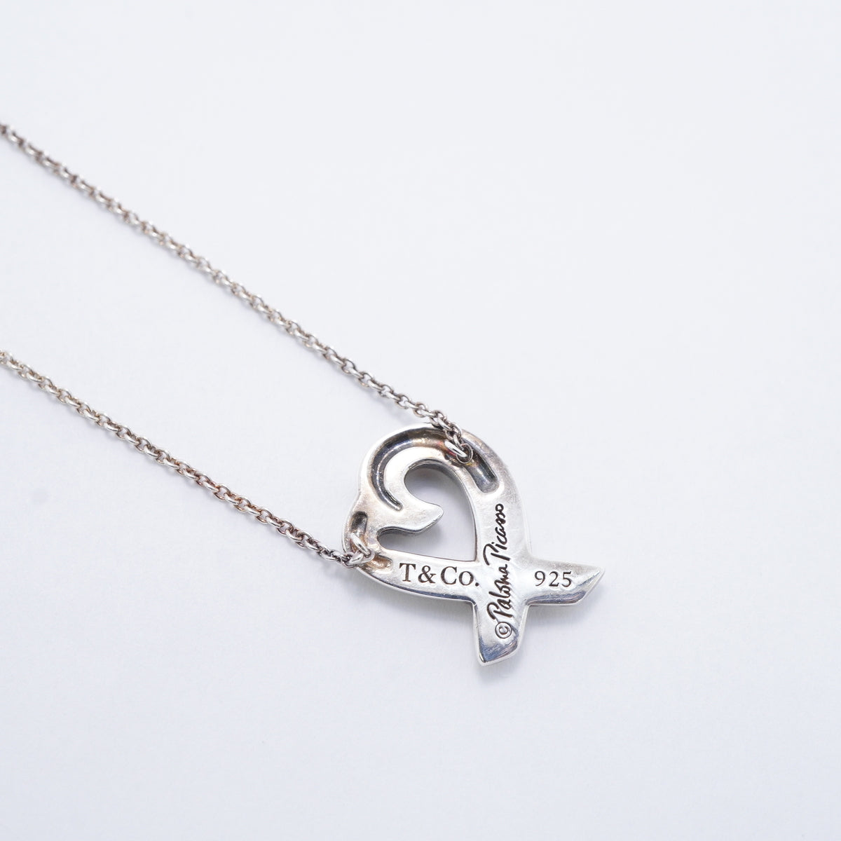 【6jgb0793-k】ティファニー ネックレス ラビングハート シルバー925【中古】レディース