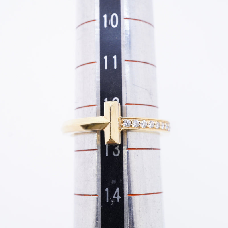【6jgb0807】ティファニー リング Tワン K18YG イエローゴールド ダイヤモンド 0.08ct 12.5号【中古】レディース