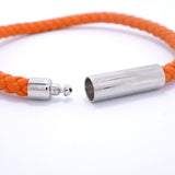 【6jgb0827-k】エルメス ブレスレット ゴリアテ メタル レザー シルバー オレンジ【中古】レディース