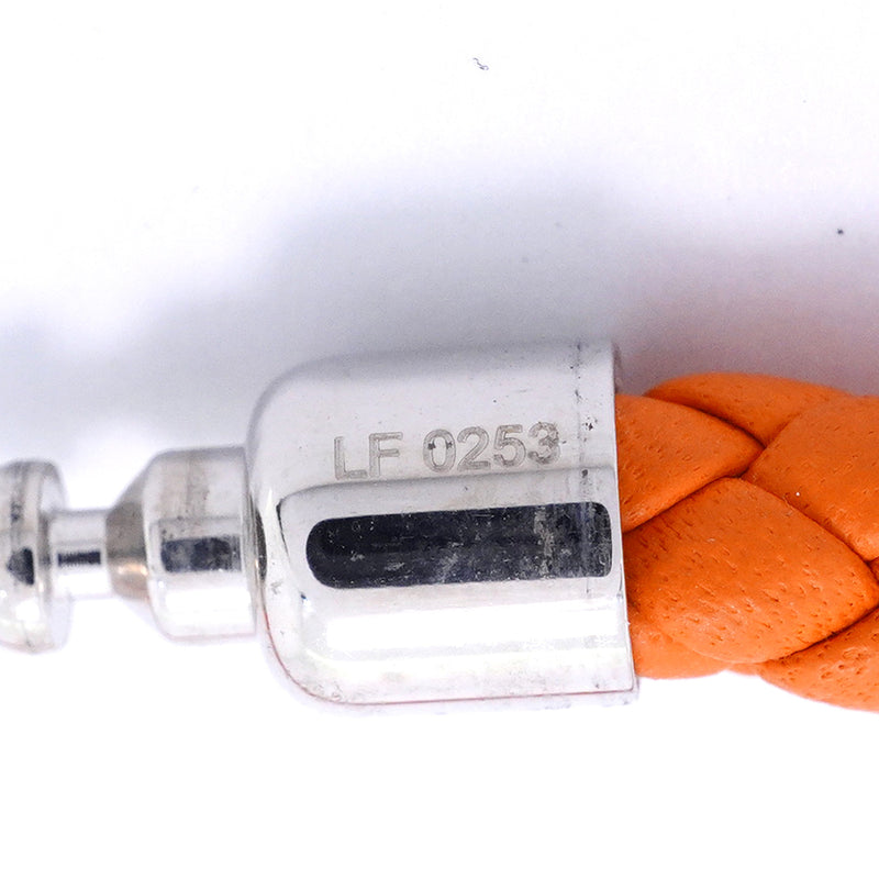 【6jgb0827-k】エルメス ブレスレット ゴリアテ メタル レザー シルバー オレンジ【中古】レディース