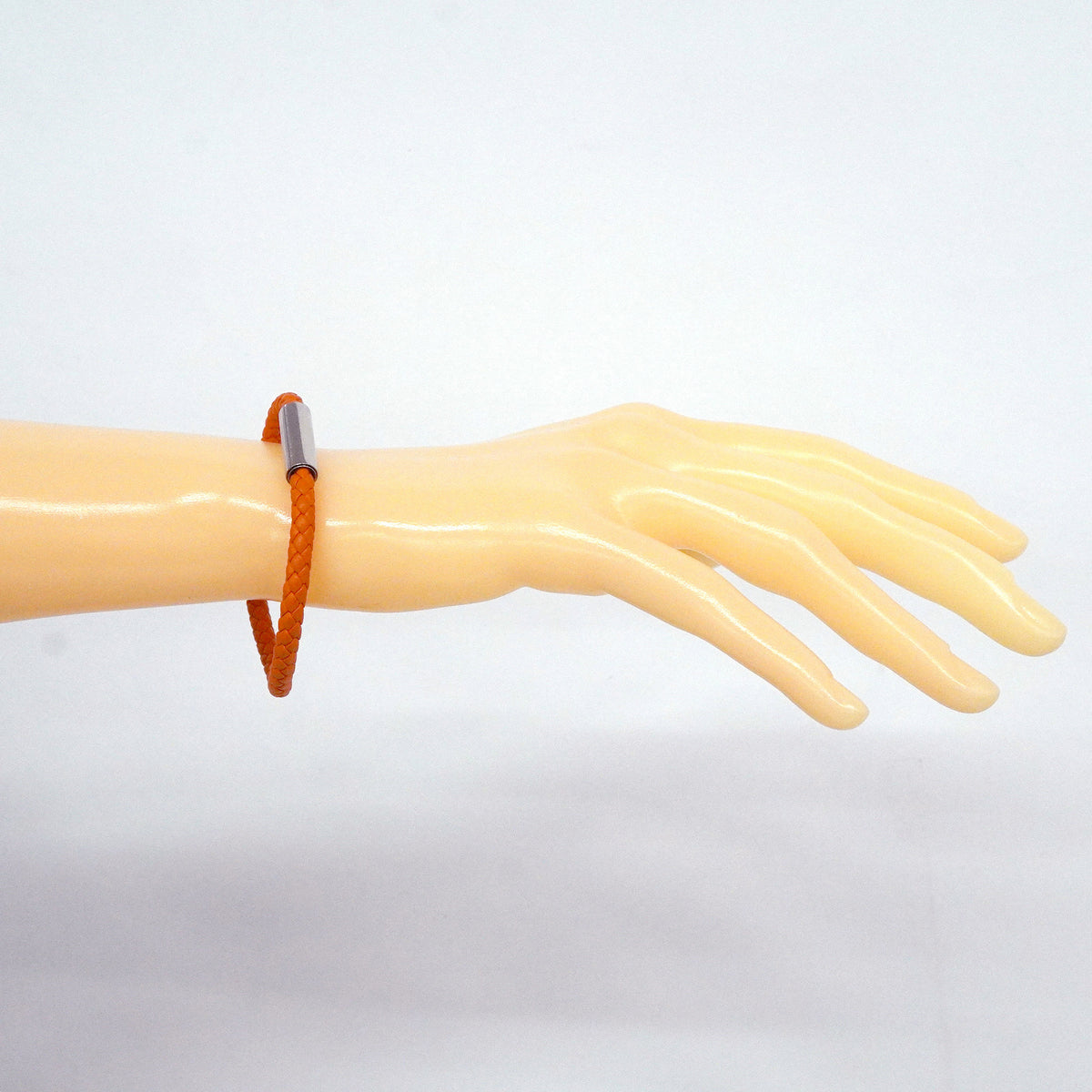 【6jgb0827-k】エルメス ブレスレット ゴリアテ メタル レザー シルバー オレンジ【中古】レディース