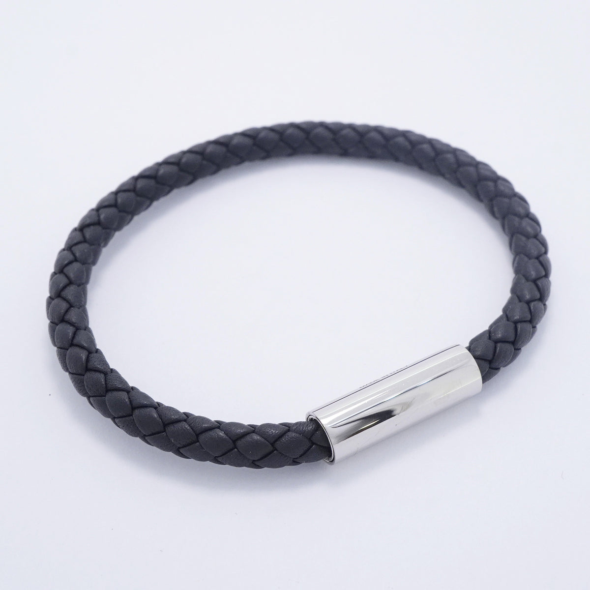 【6jgb0830-k】エルメス ブレスレット ゴリアテ メタル レザー ブラック シルバー【中古】レディース