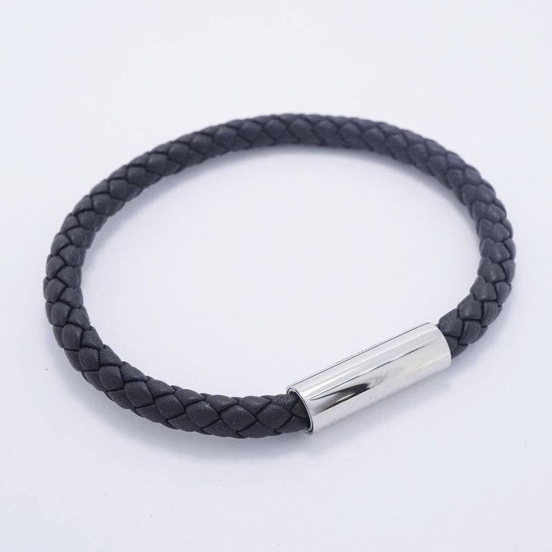 【6jgb0830-k】エルメス ブレスレット ゴリアテ メタル レザー ブラック シルバー【中古】レディース