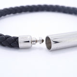 【6jgb0830-k】エルメス ブレスレット ゴリアテ メタル レザー ブラック シルバー【中古】レディース