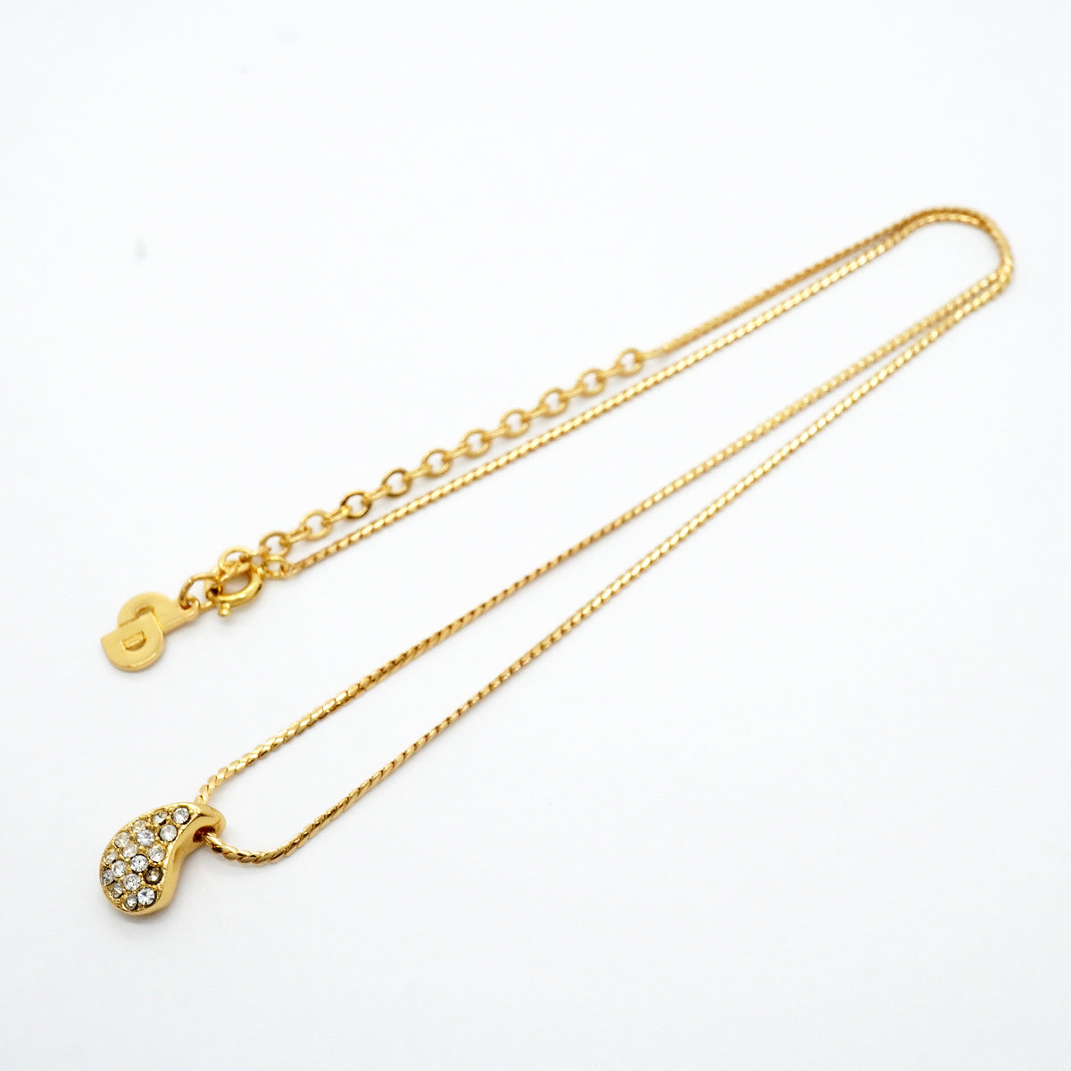 【6jgb0831-k】クリスチャンディオール ネックレス GPメッキ ラインストーン ゴールド【中古】レディース
