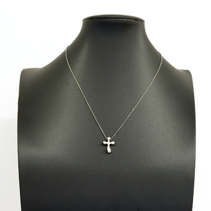 【6jgb0833-k】ティファニー ネックレス スモールクロス シルバー925【中古】レディース