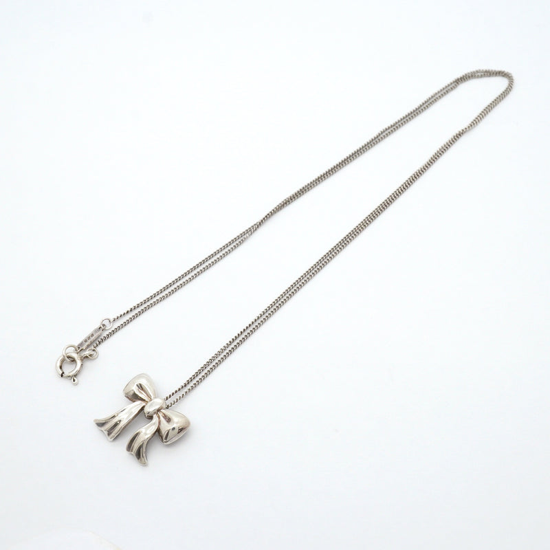 【6jgb0836-k】ティファニー ネックレス リボン シルバー925【中古】レディース