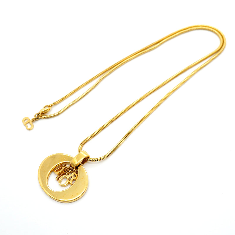 【6jgb0841】クリスチャンディオール ネックレス ディオールロゴ GPメッキ ゴールド【中古】レディース