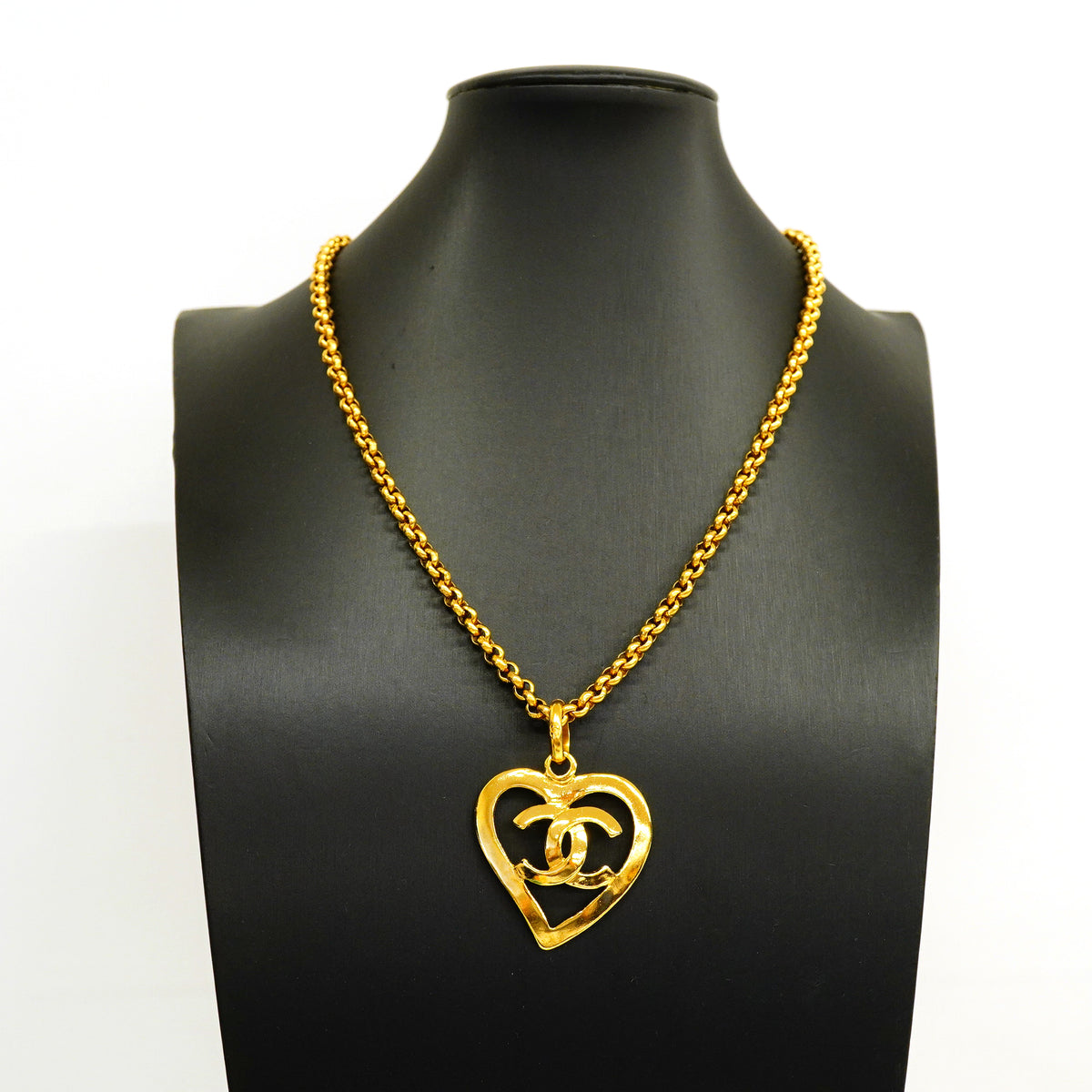【6jgb0863】シャネル ネックレス ヴィンテージ ココマーク ハートモチーフ GPメッキ ゴールド【中古】レディース