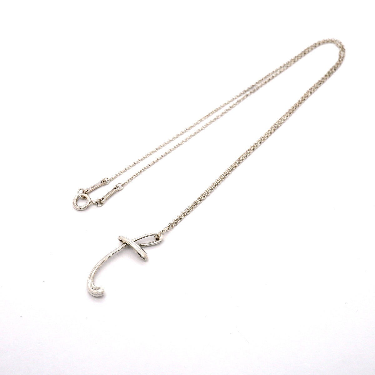 【6jgb0867】ティファニー ネックレス イニシャルT シルバー925【中古】レディース