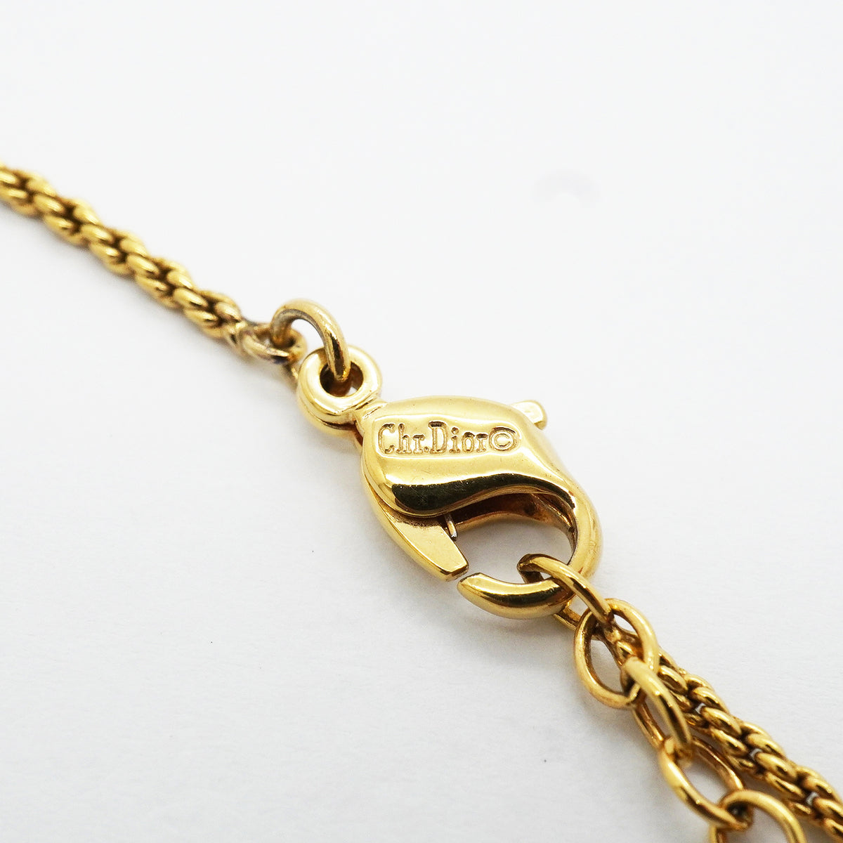 【6jgb0870】クリスチャンディオール ネックレス GPメッキ ラインストーン ゴールド【中古】レディース