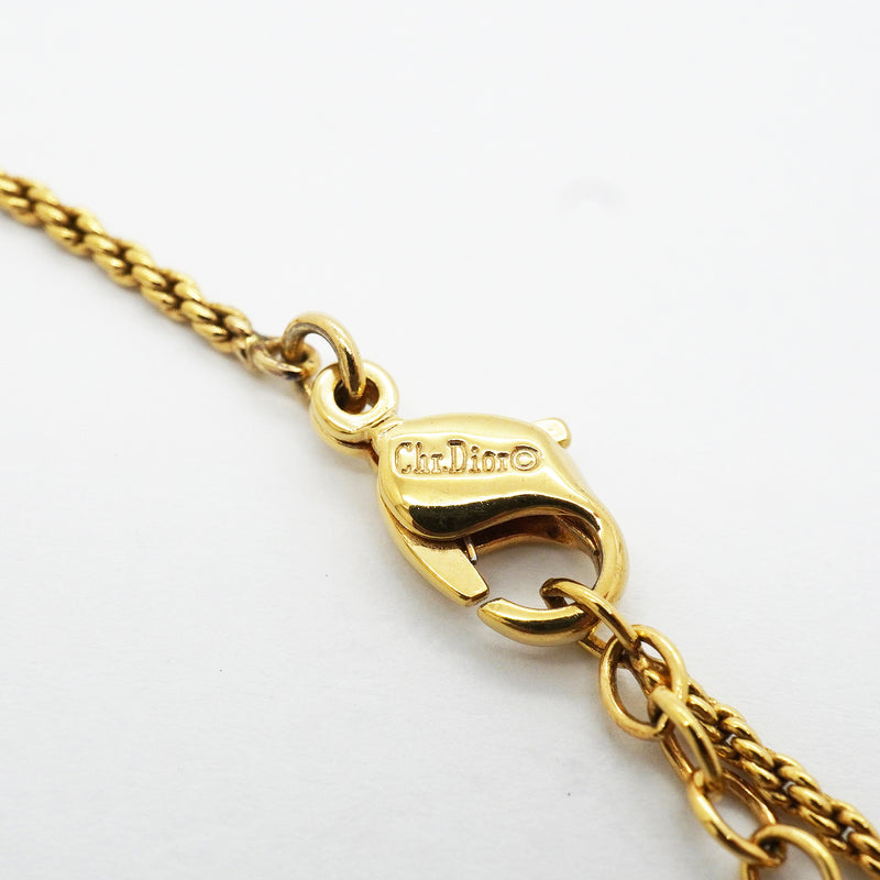 【6jgb0870】クリスチャンディオール ネックレス GPメッキ ラインストーン ゴールド【中古】レディース